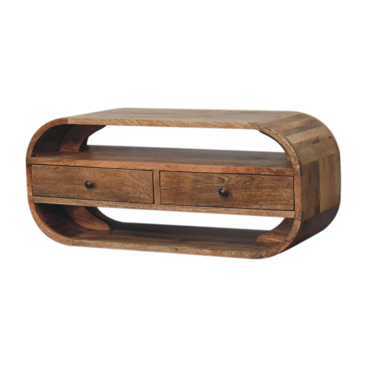 Chestnut Curved Edge Media Unit with 2 Drawers